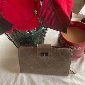 Bronze/Metallic Tan Channel Mid-Size Wallet